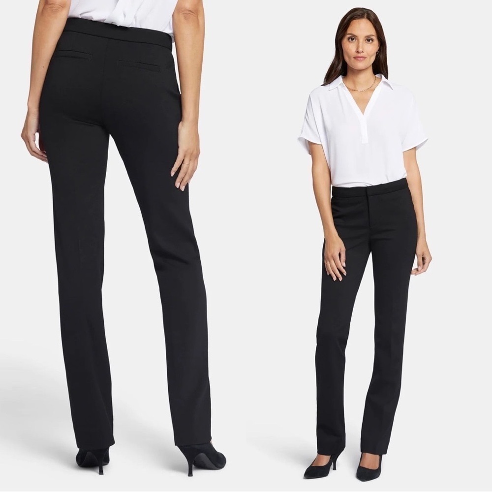 NYDJ Stretch Mid Rise Knit Trousers Black Sz 10P